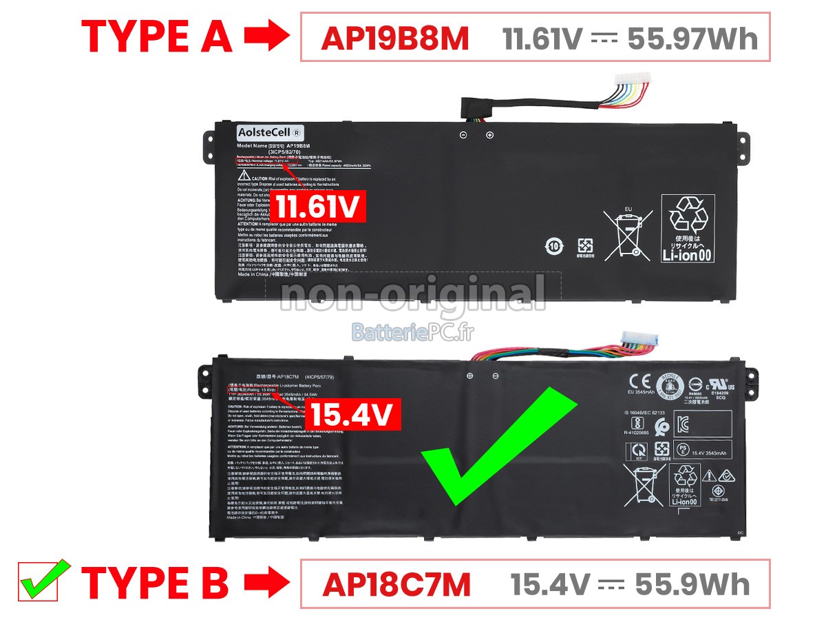 batterie pour Acer PORSCHE DESIGN BOOK RS AP714-51GT-74HW