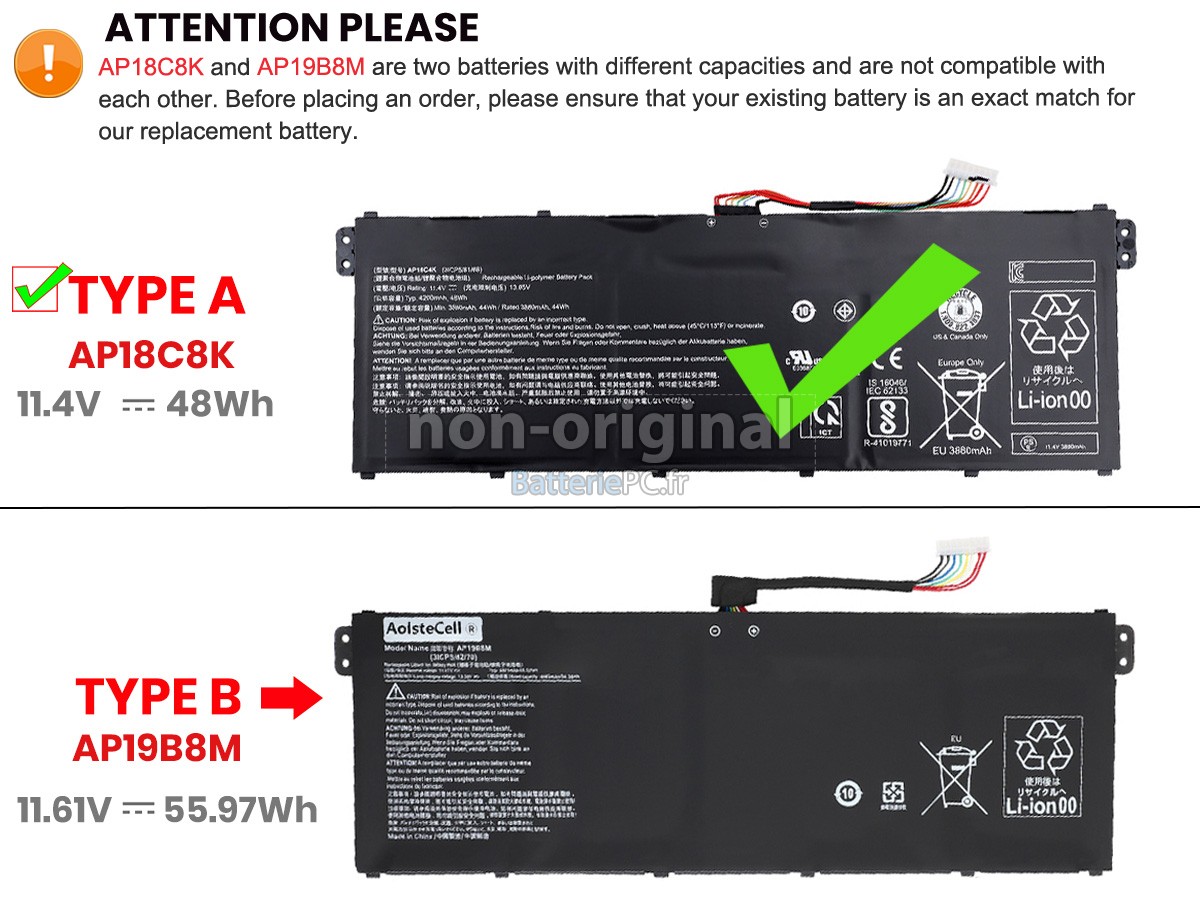 batterie pour Acer Aspire 3 A315-44P