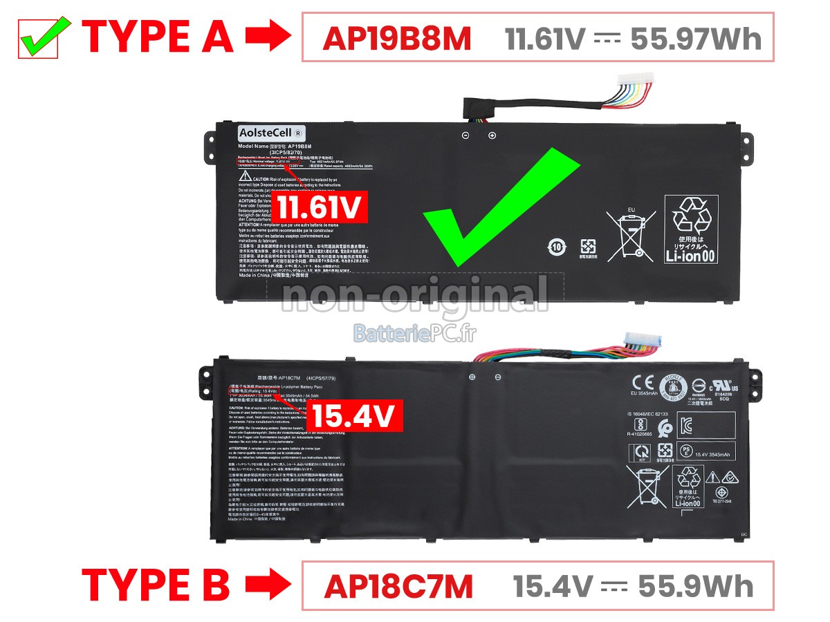 batterie pour Acer PORSCHE DESIGN BOOK RS AP714-51GT-74HW