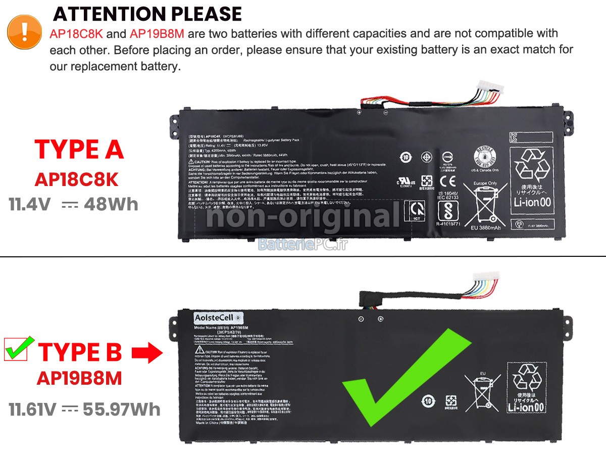 batterie pour Acer Aspire 3 A315-44P