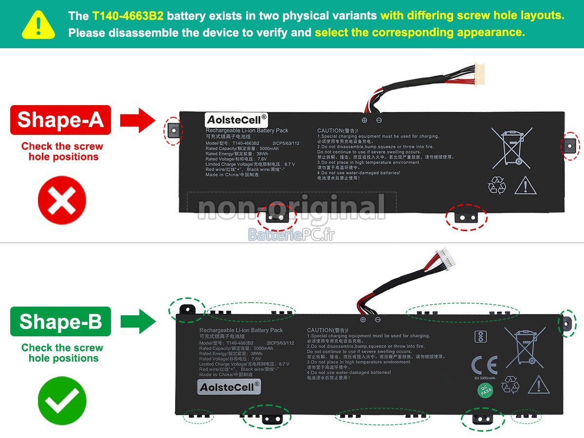 batterie pour AolsteCell T140-4663B2