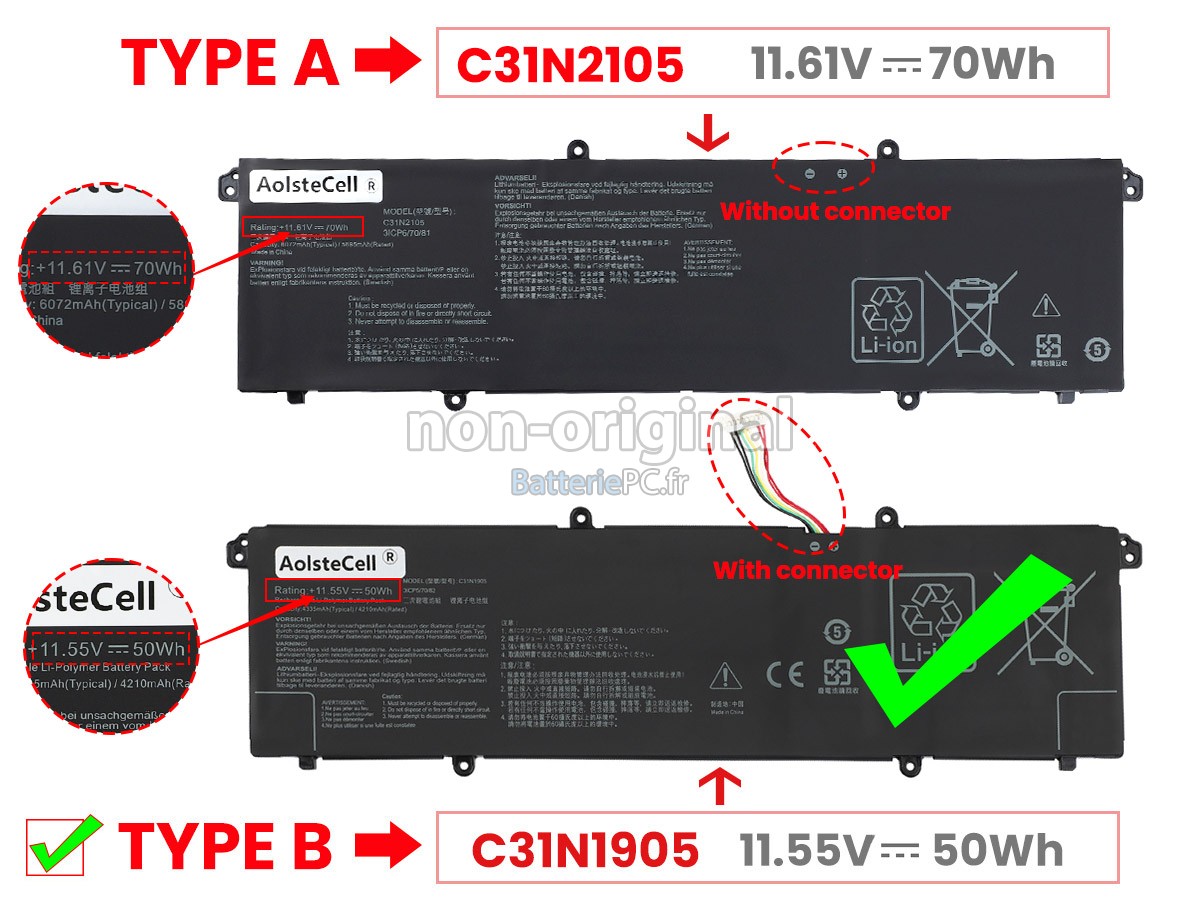 batterie pour Asus ZenBook 14 OLED UM3402YA-KM094W