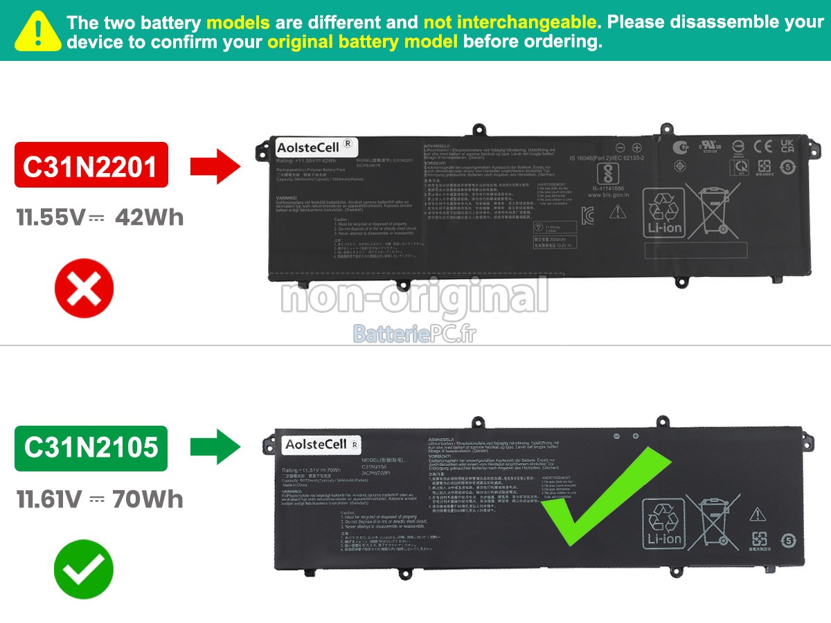 batterie pour Asus VivoBook F1605ZA-MB198W