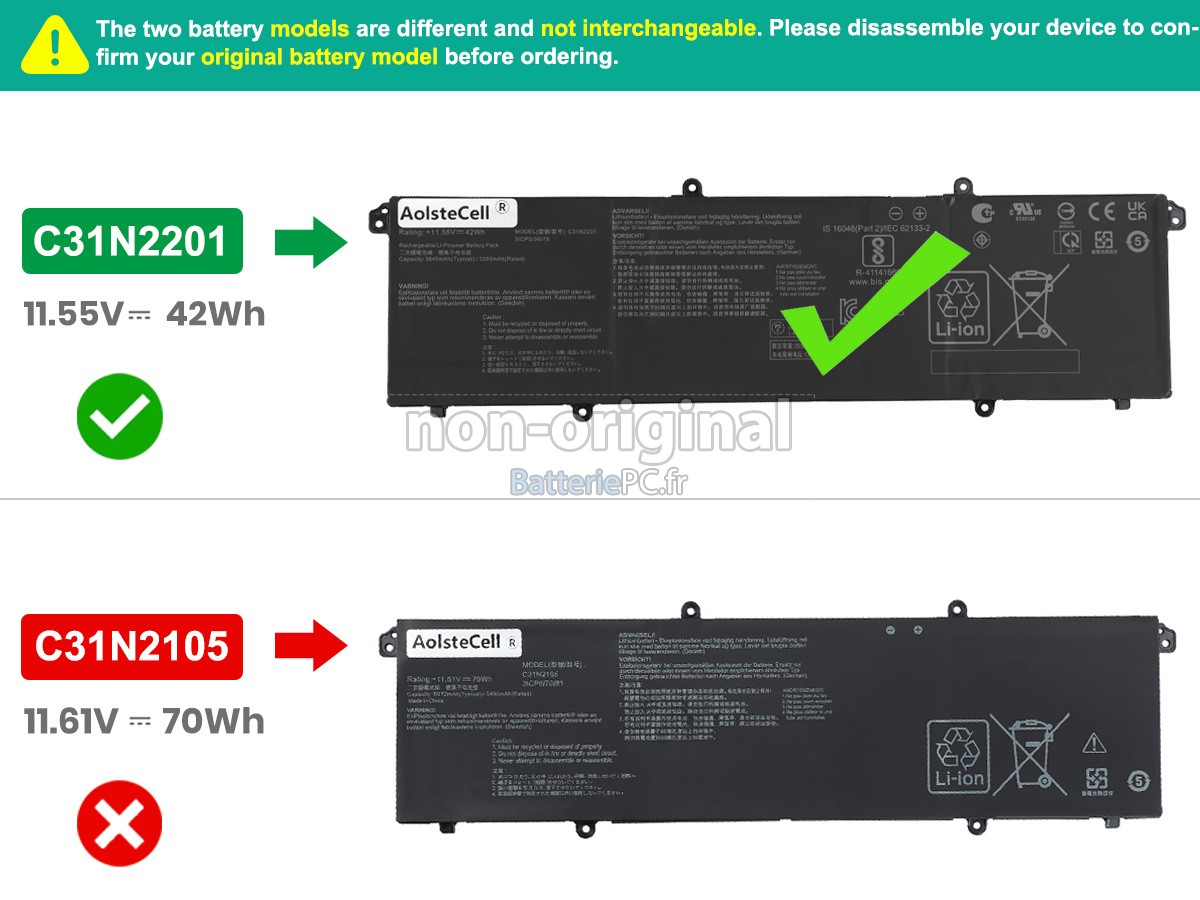 batterie pour Asus VivoBook F1605ZA-MB198W