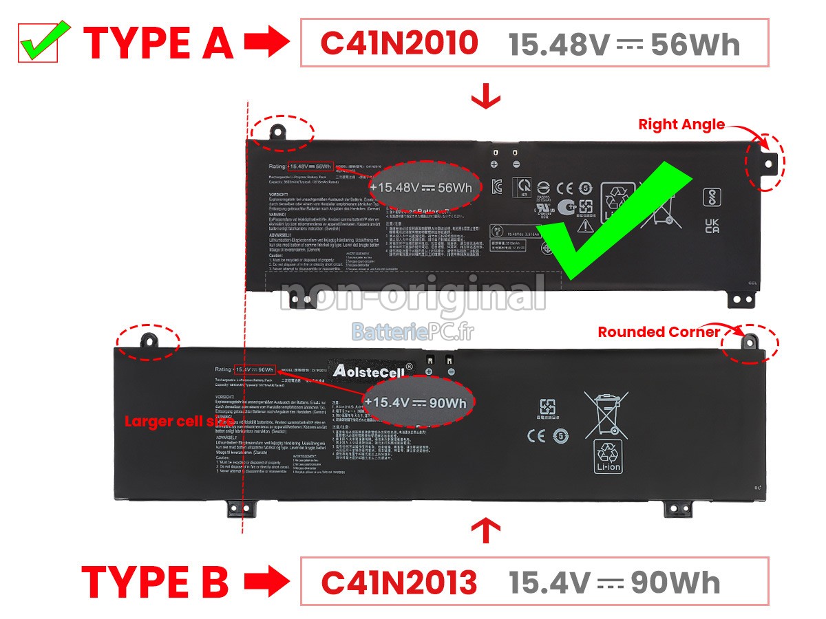 batterie pour Asus TUF GAMING F17 FX707ZE-HX063W