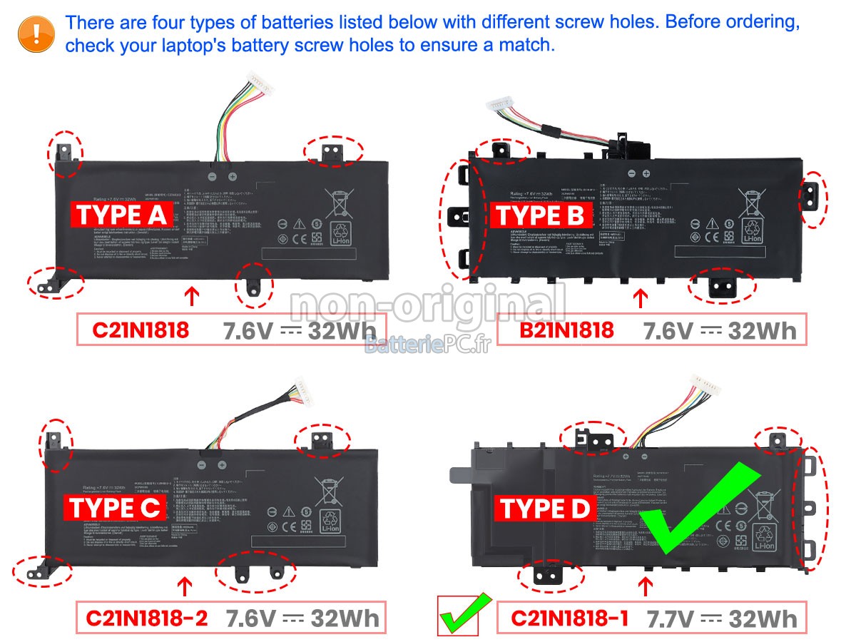 batterie pour Asus VivoBook 15 X515EA-BR1012