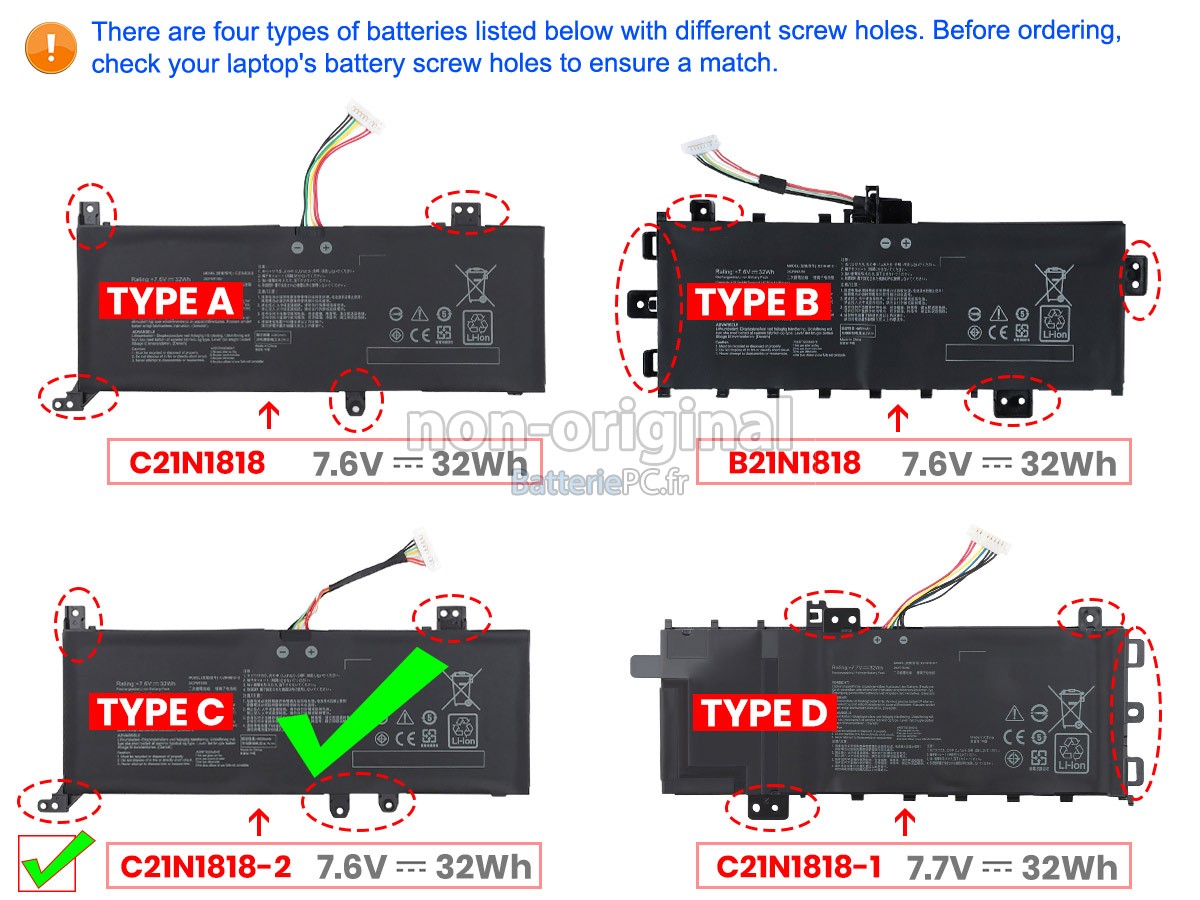 batterie pour Asus VivoBook 15 X515EA-BR1012