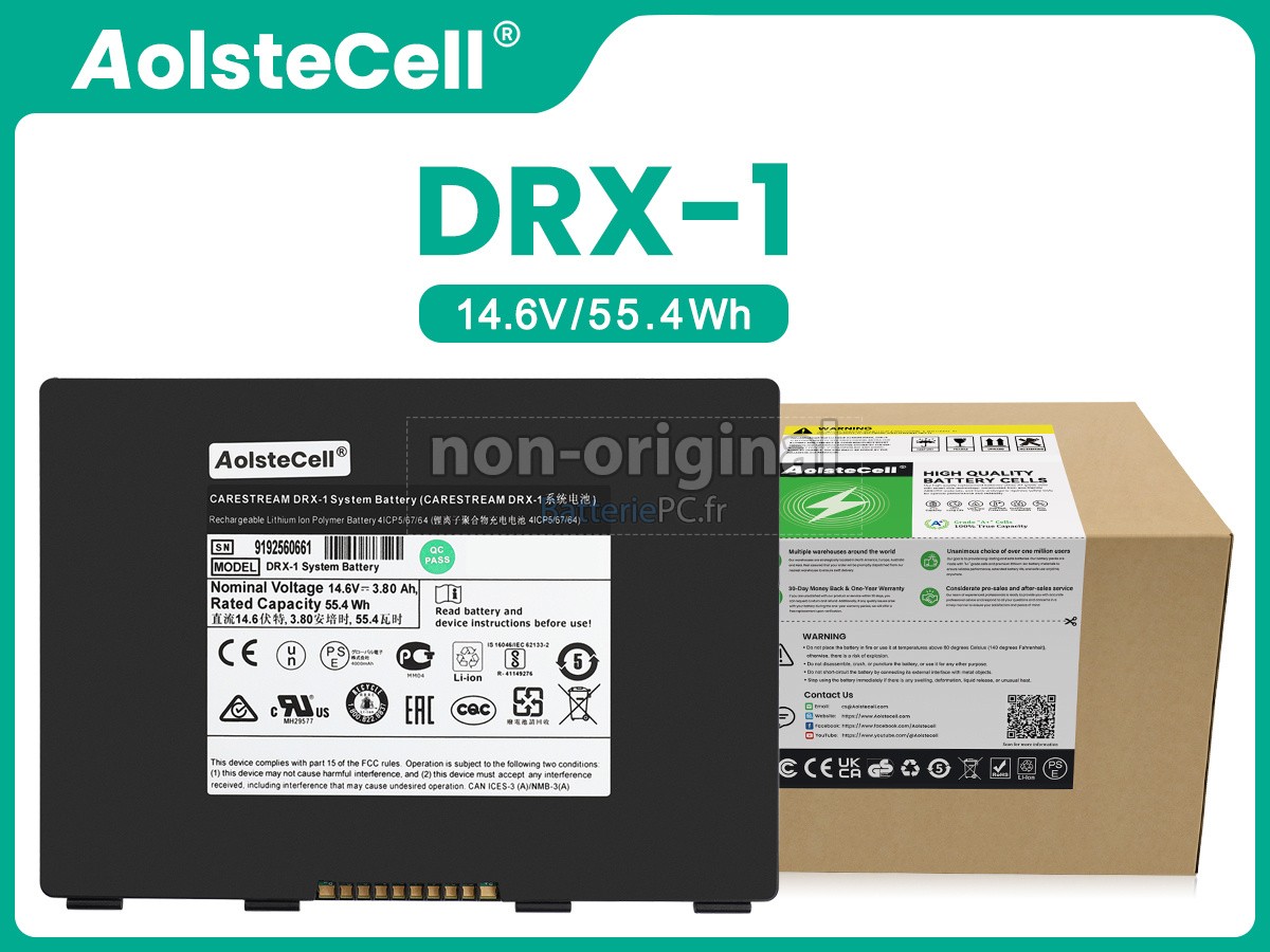batterie pour Carestream DRX-1 SYSTEM FLAT PANEL DIGITAL IMAGER 465