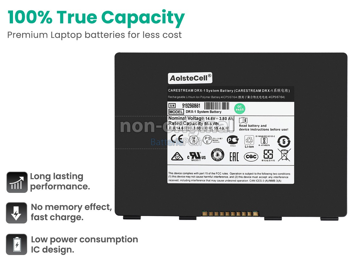 batterie pour Carestream DRX-1 SYSTEM FLAT PANEL DIGITAL IMAGER 465