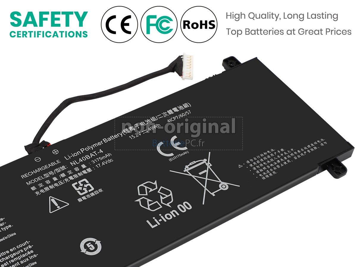 batterie pour Clevo NL55AU