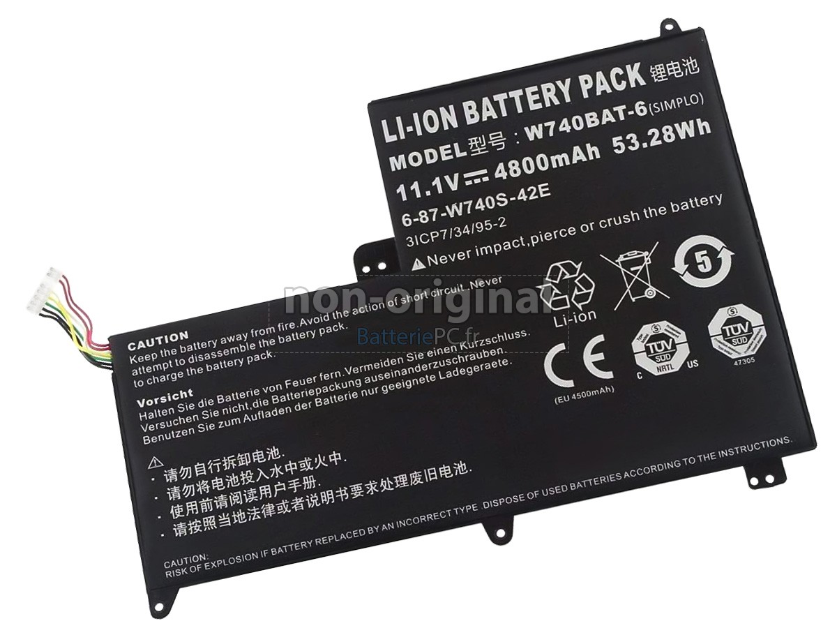 batterie pour Clevo 6-87-W740S-42E