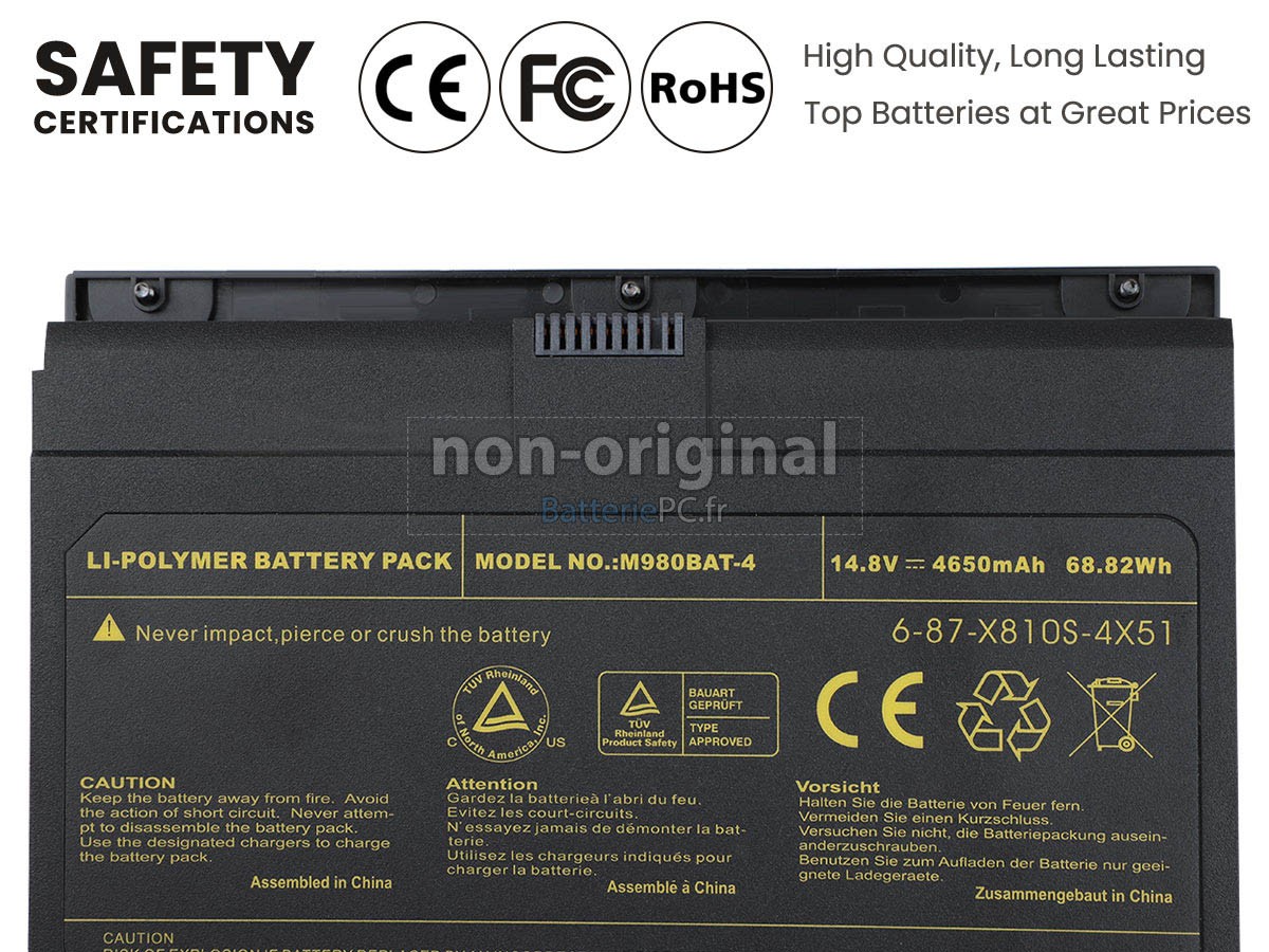 batterie pour Clevo M980NU