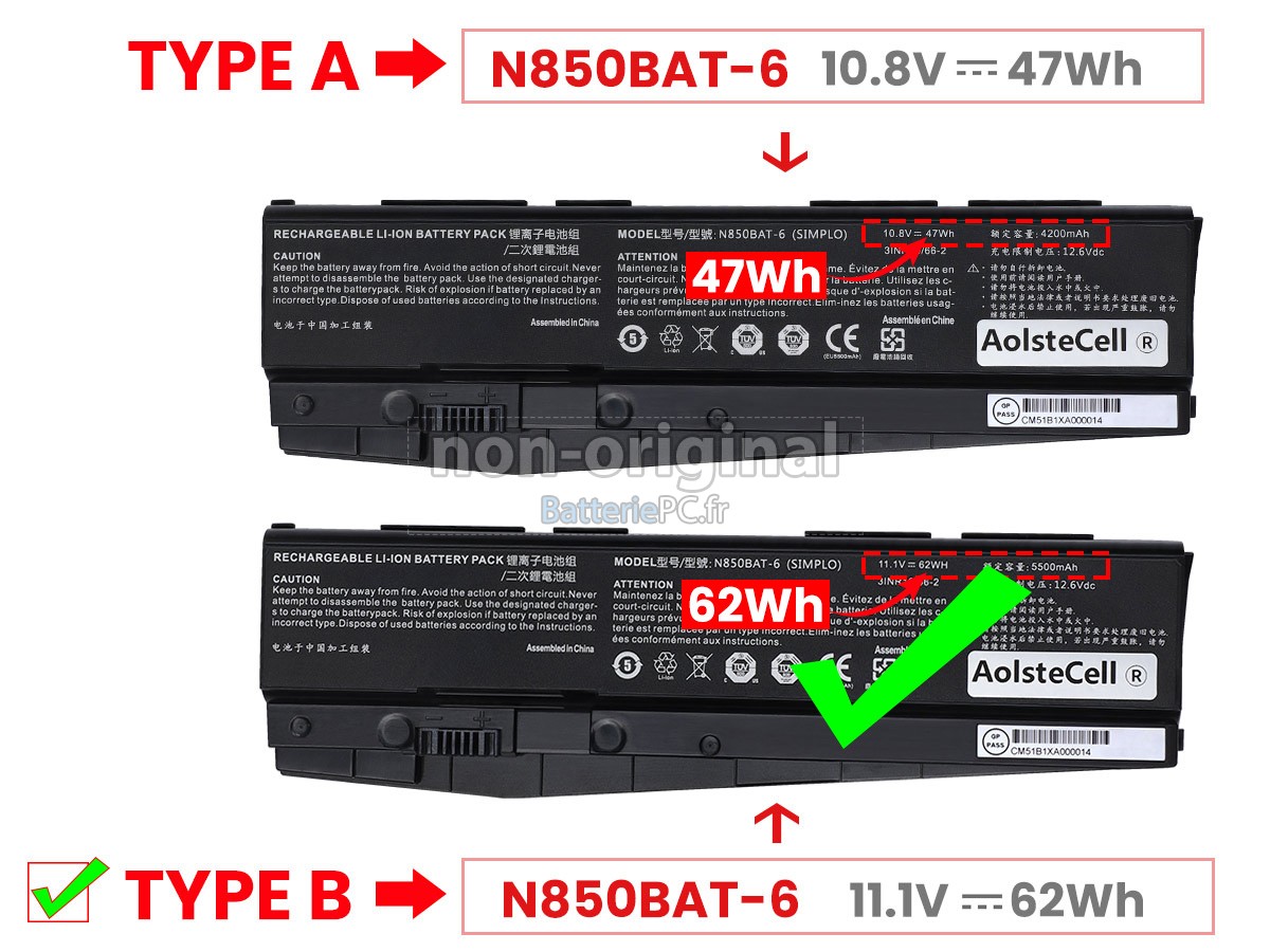 batterie pour Clevo N870HK1