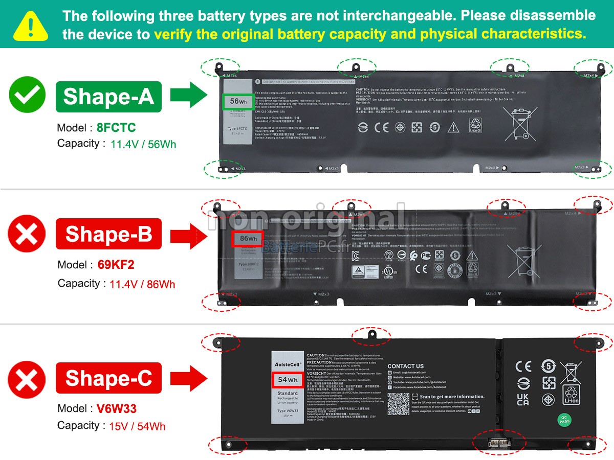 batterie pour Dell P106F