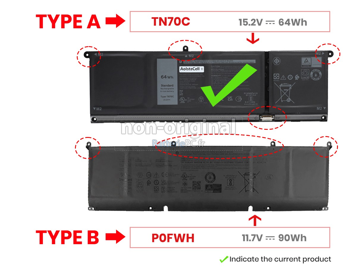 batterie pour Dell Inspiron 16 7640 2-IN-1