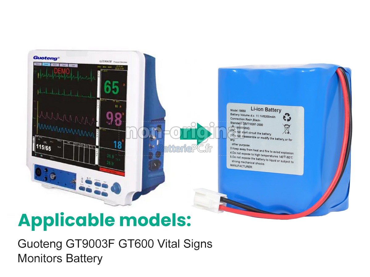 batterie pour Guoteng GT9003F VITAL SIGNS MONITORS