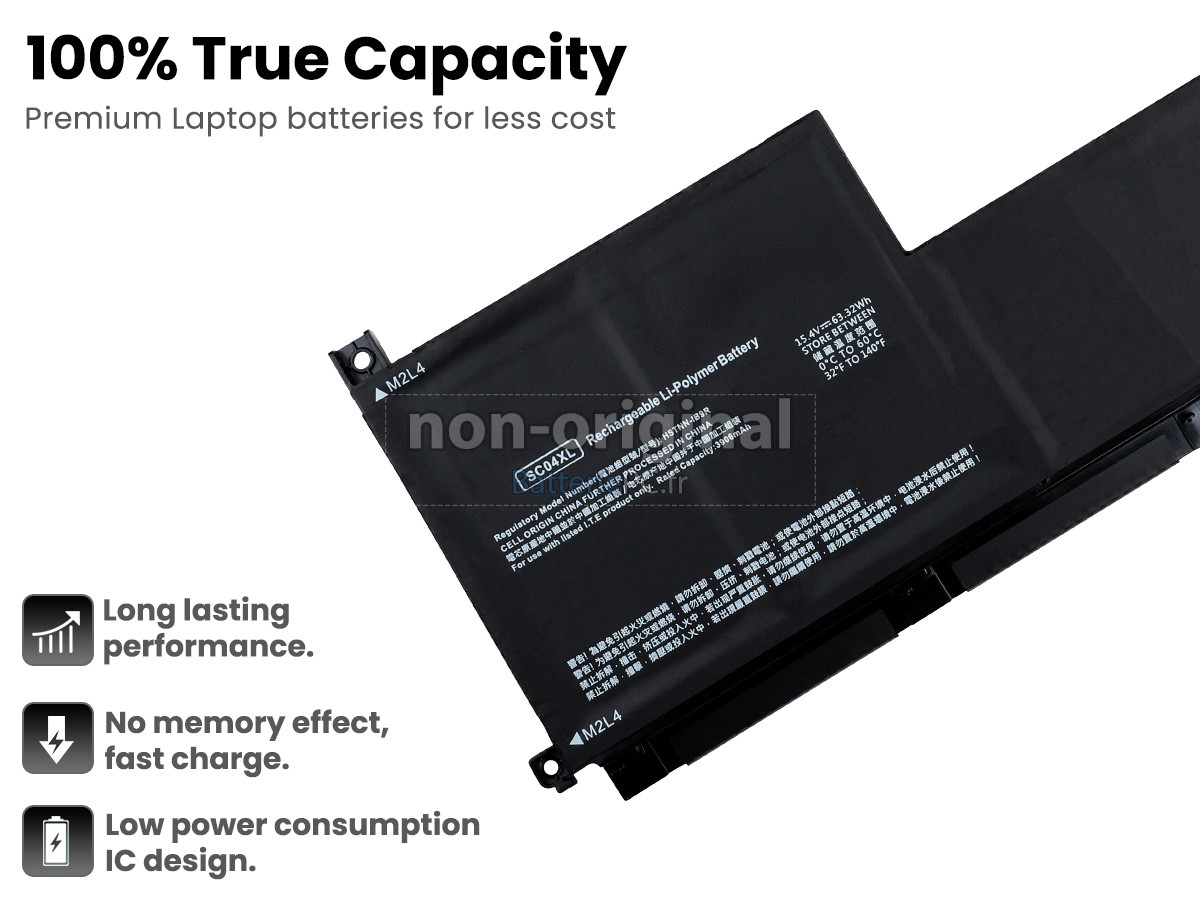 4 cellules 63.32Wh batterie pour HP M08306-005 notebook pc