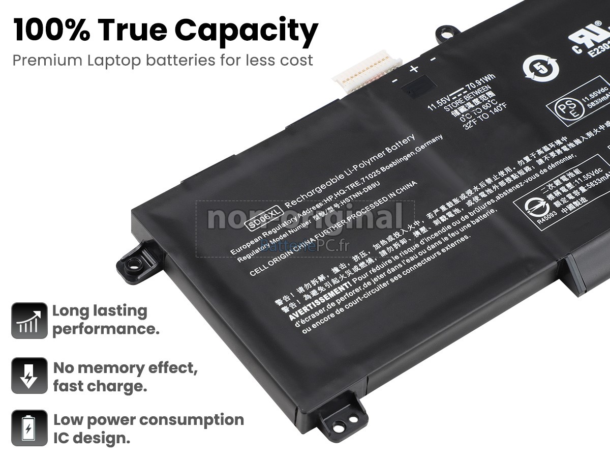 6 cellules 70.91Wh batterie pour HP SD06070XL-PL notebook pc