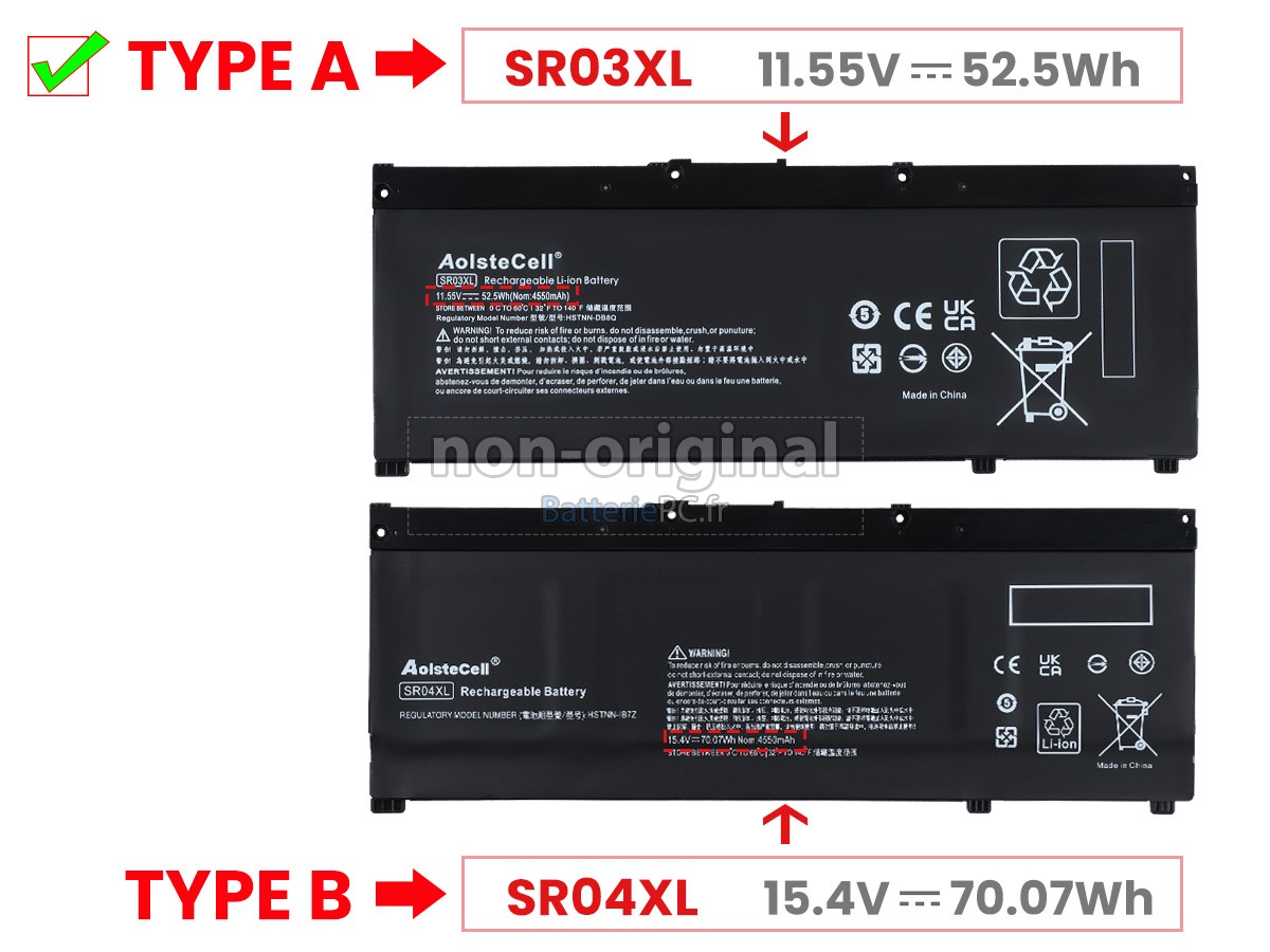 3 cellules 52.5Wh batterie pour HP Gaming Pavilion 15-CX0064TX notebook pc