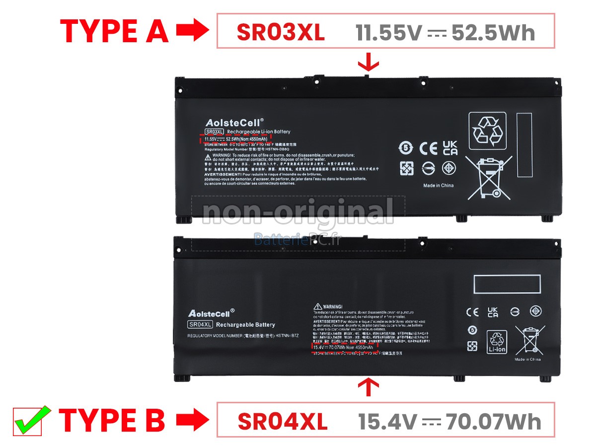4 cellules 70.07Wh batterie pour HP Omen 17-CB0022NM notebook pc