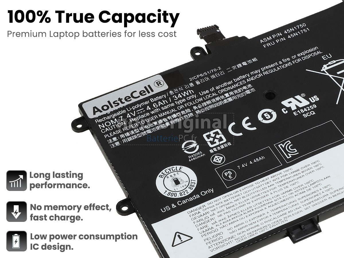 batterie pour Lenovo 45N1749