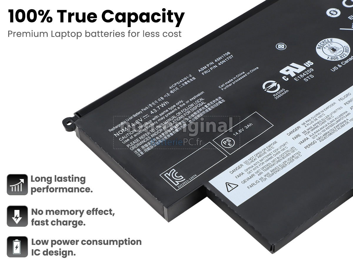 batterie pour Lenovo 45N1705