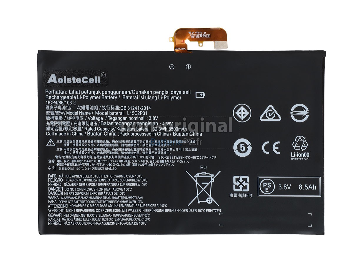 batterie pour Lenovo L15C2P31(1ICP4/86/103-2)