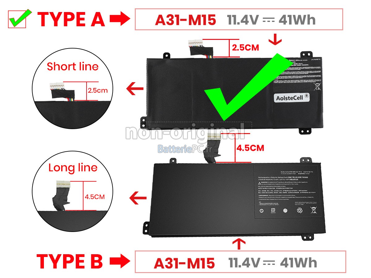 batterie pour Medion Akoya E6245 (M15GUN)