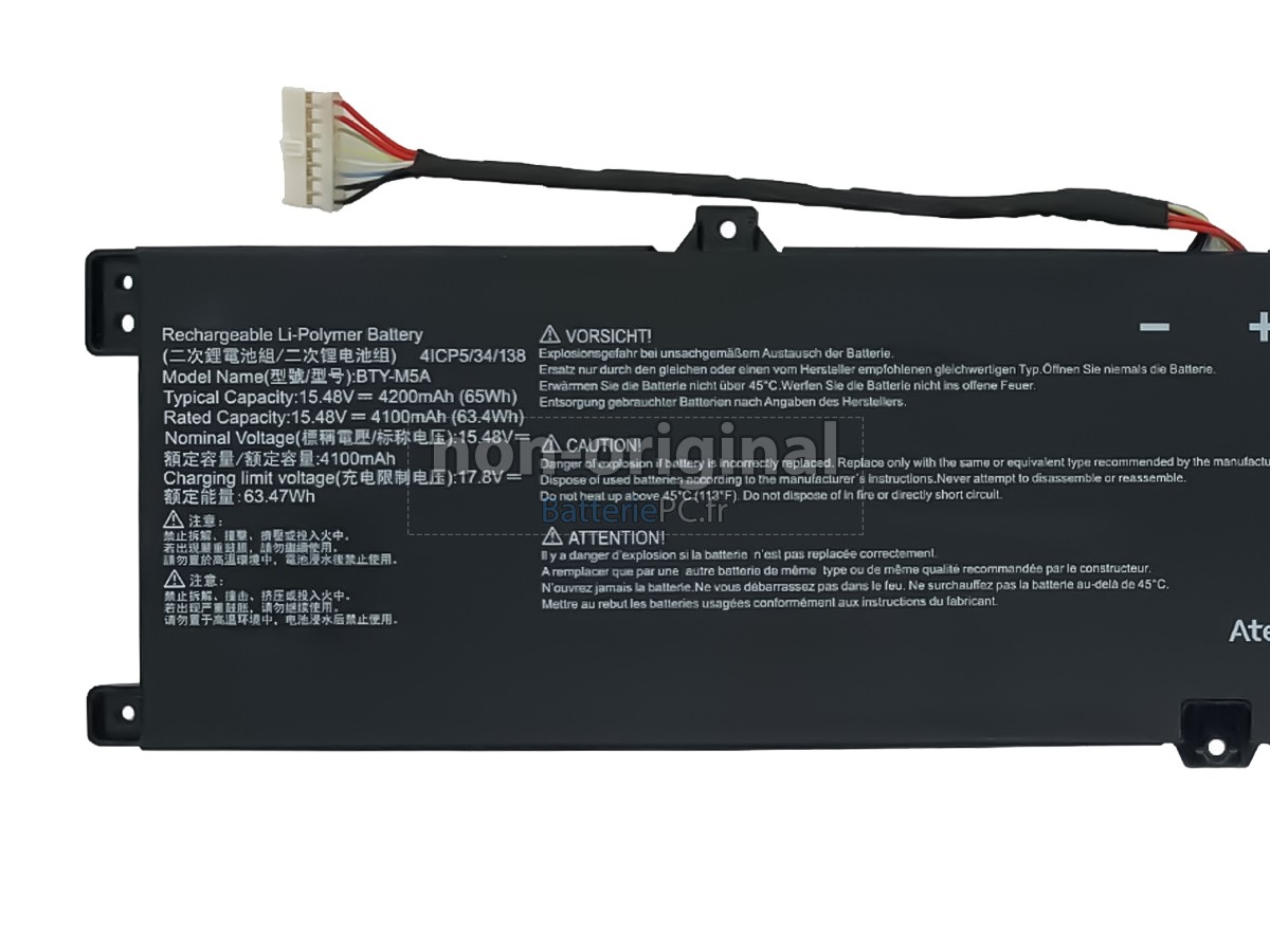 batterie pour MSI SWORD 16 HX B14VGKG-024XPL