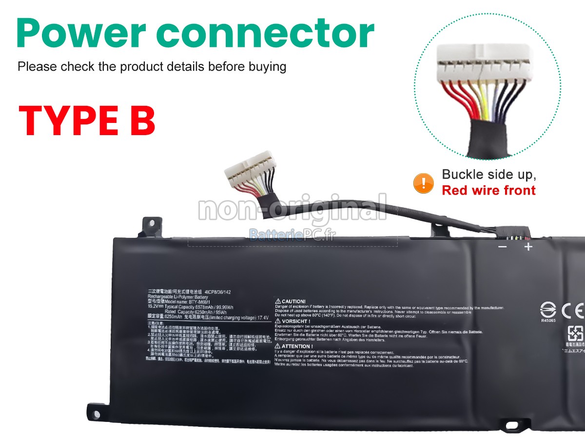 batterie pour MSI STEALTH GS77 12UE-046