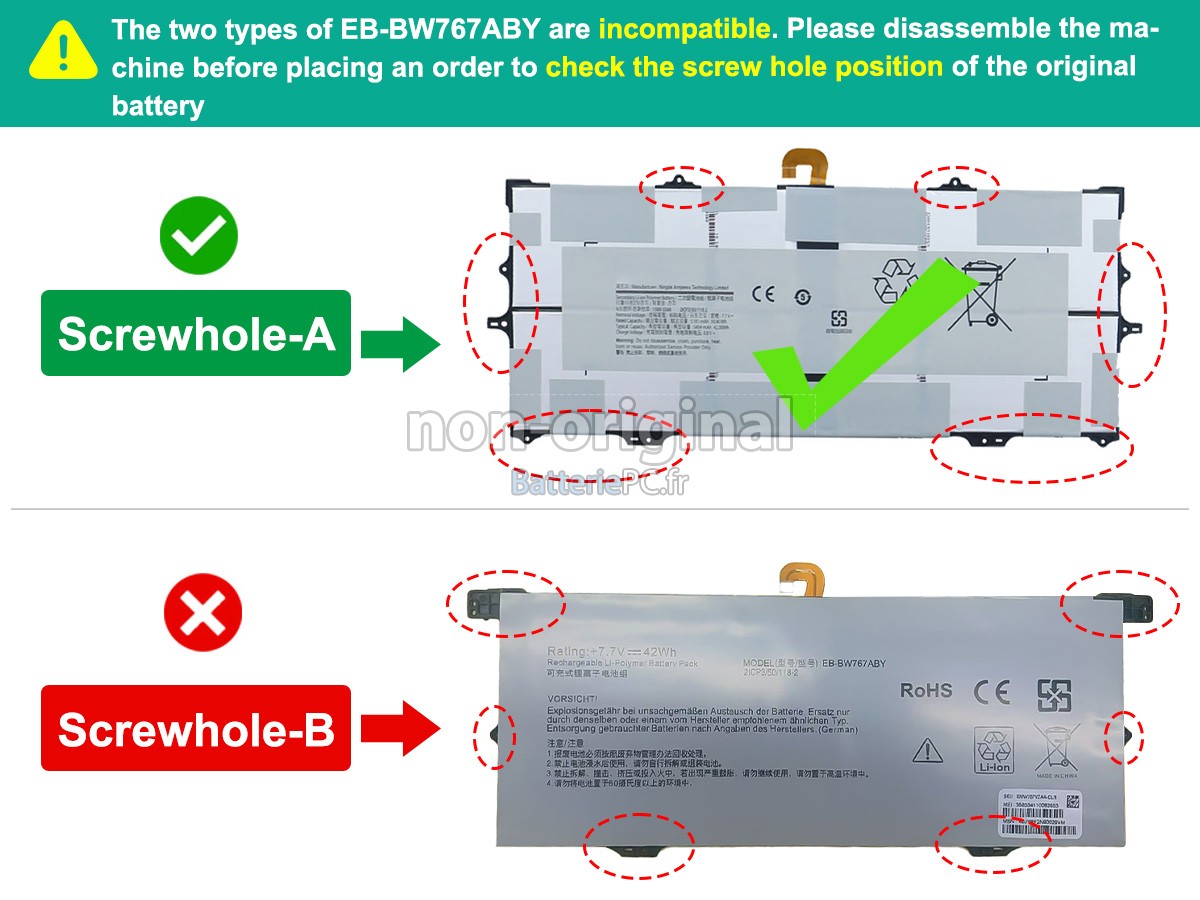batterie pour Samsung EB-BW767ABY