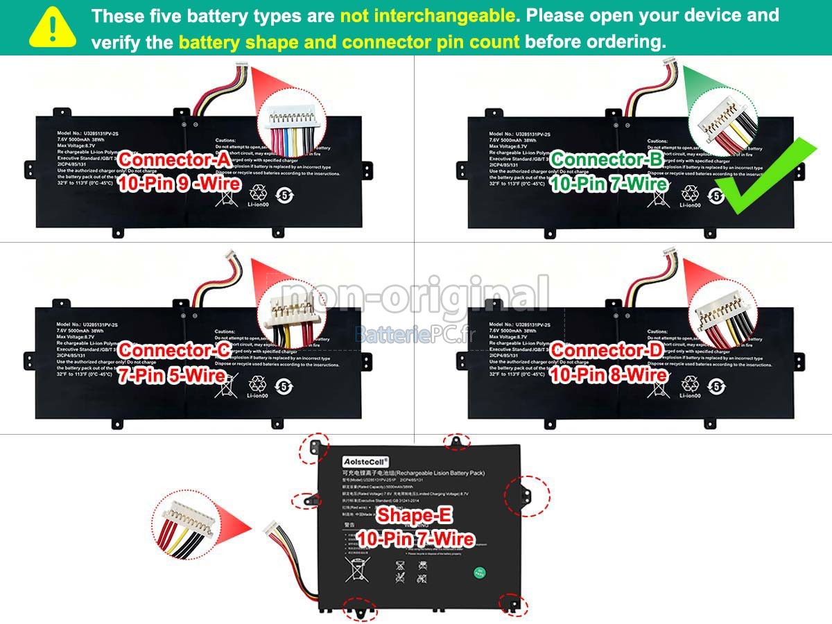 batterie pour TongfangPC U3285131PV-2S1P