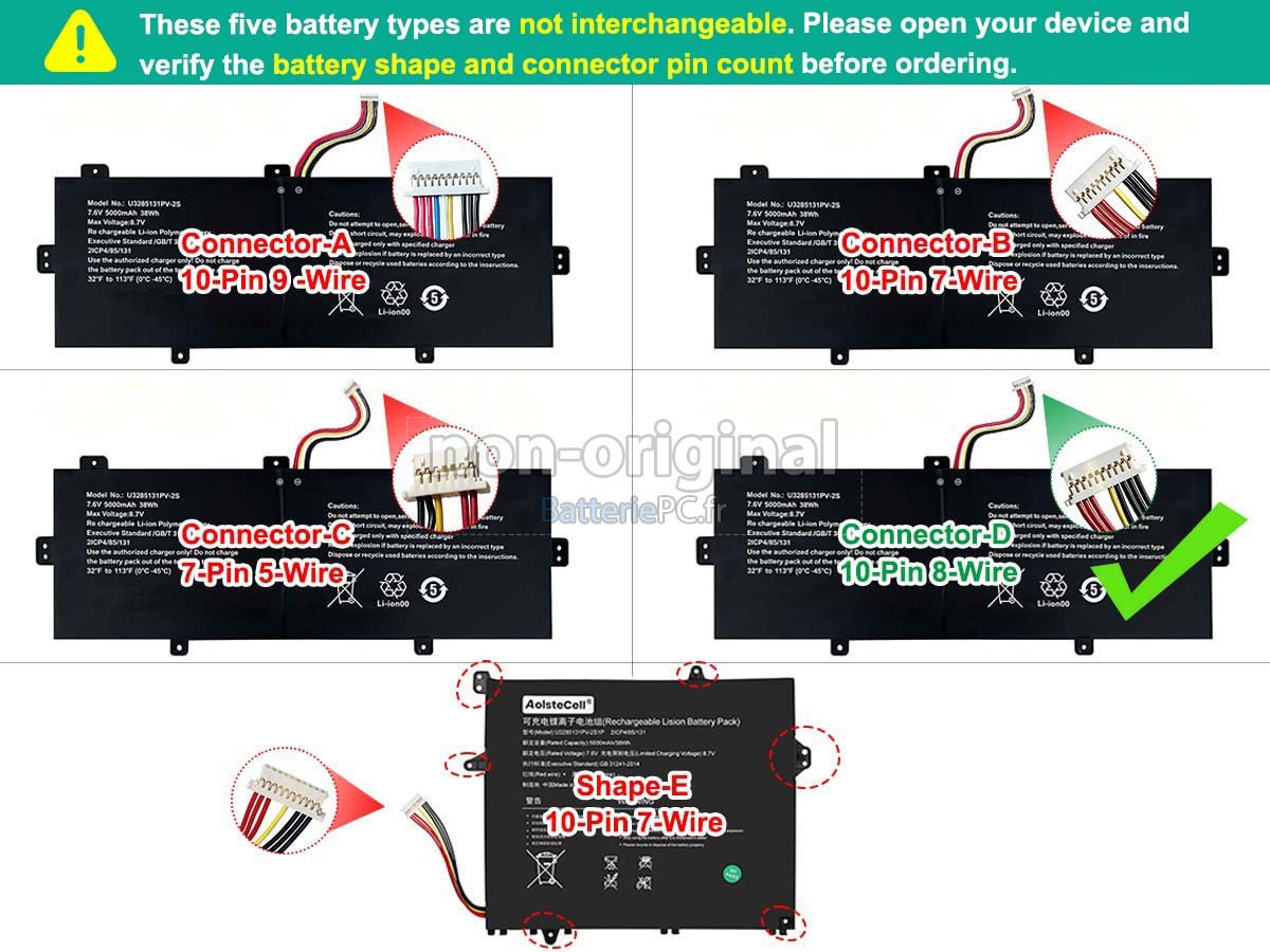 batterie pour TongfangPC U3285131PV-2S1P