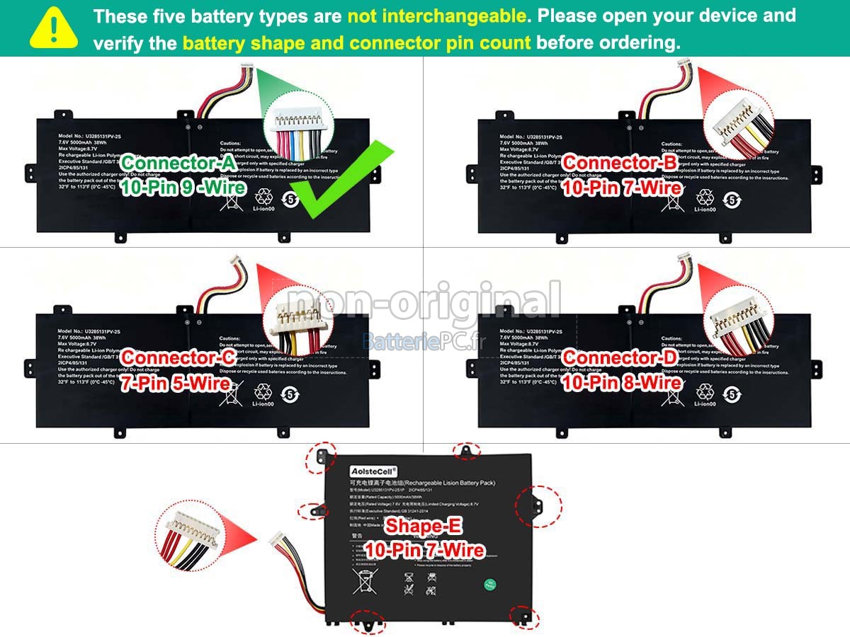 batterie pour TongfangPC U3285131PV-2S1P