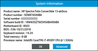 Informations système HP